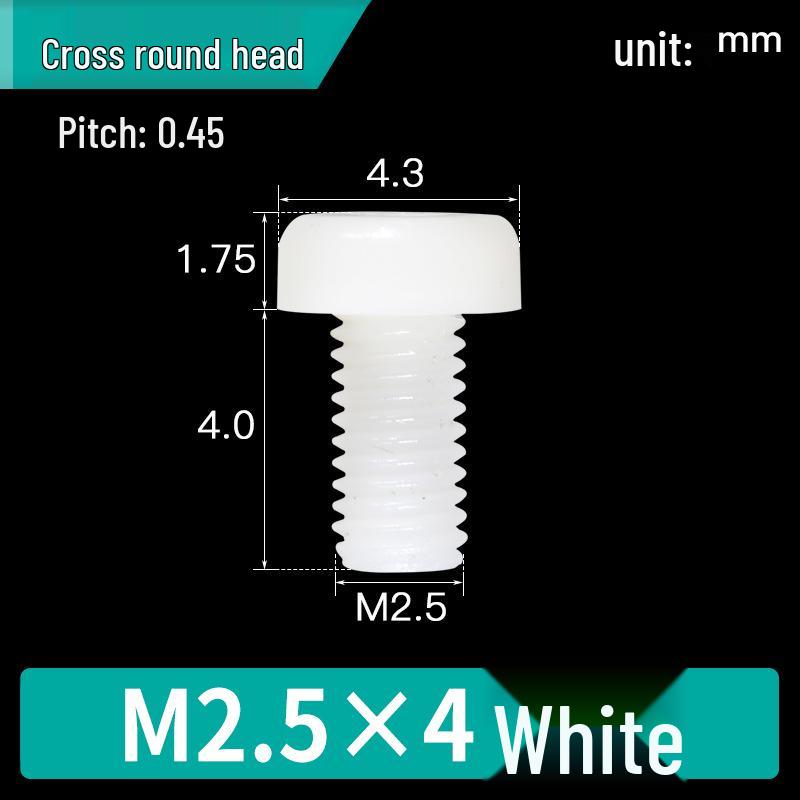 Vite in Nylon PA66 a Testa Tonda - M2, M3, M4, M5, M6, M8 Bullone di Fissaggio in Plastica
