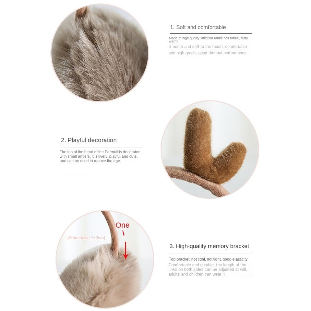 Solid Color Elk Horn Earmuffs Faux Rabbit Fur Winter Warm Earmuffs Outdoor Cold Protection