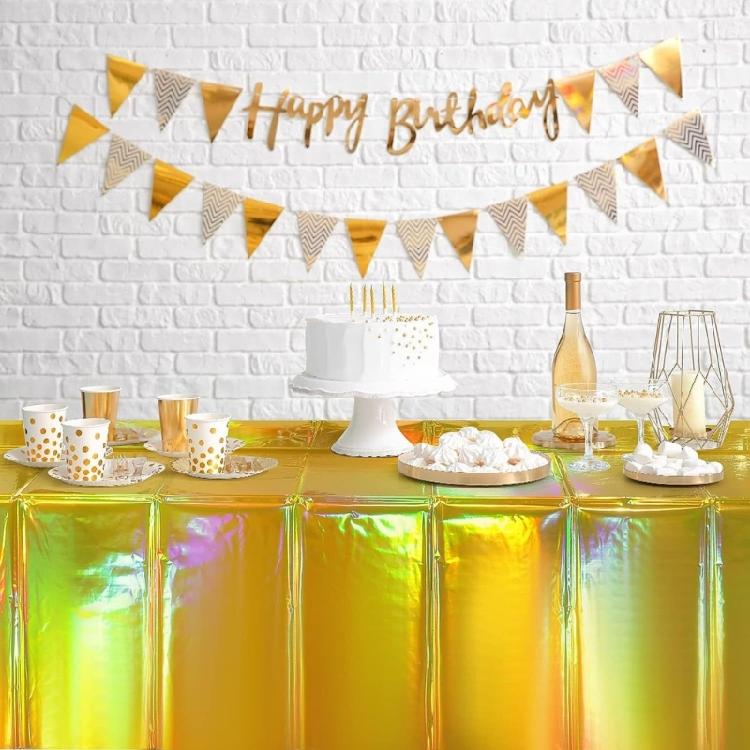 Color Changing Aluminum Film Tablecloth Disposable Water Resistant Stains Resistant For Instants Party Setups And Decoration