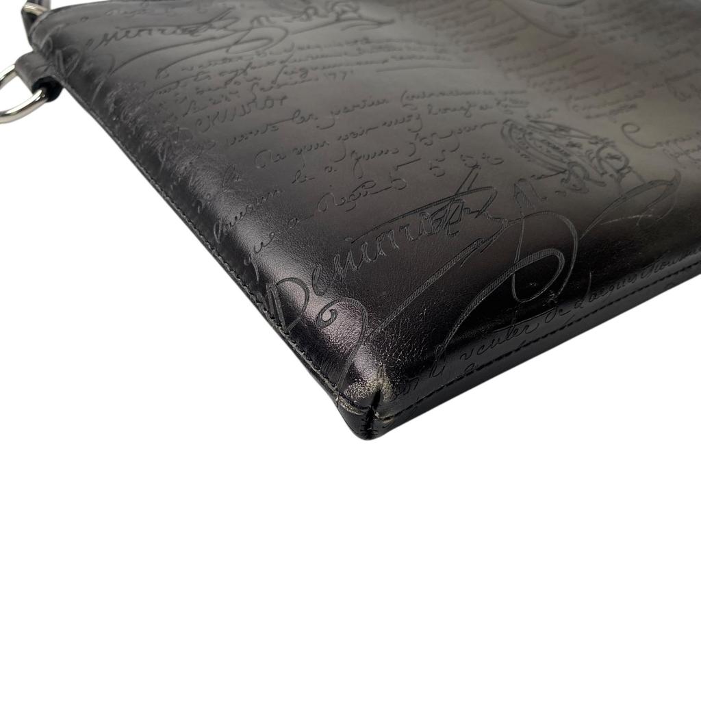 Used BerlutiClutch Bag Dark Brown Leather Mens