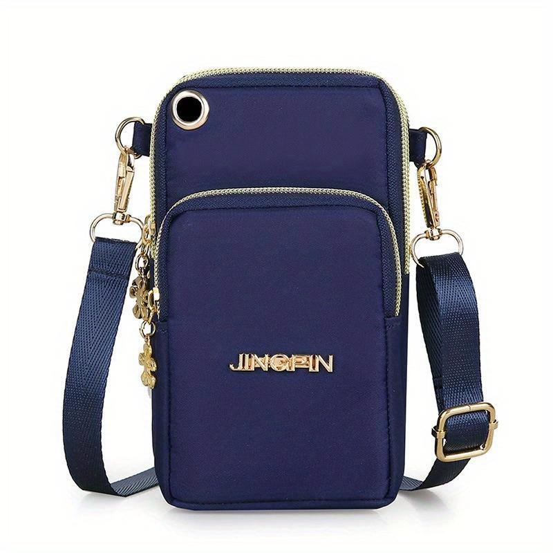 Mobile Phone Bag Women's Crossbody Mini Bags Fashion Solid Color Coin Bag Neck Hanging Shoulder Bag 3 Layer Wallet