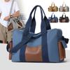 Contrasting color canvas big bag 2025 new large-capacity retro leisure sports fitness bag men's business travel bag