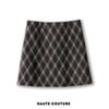 Women's Fashionable Retro Plaid Skirt - Autumn 2025 Style, Petite High Waist, Hip-Hugging Brown Slit Design
