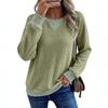Women's Casual Long Sleeve Crewneck T-shirt Waffle Knit Color Block Fall Winter Patchwork