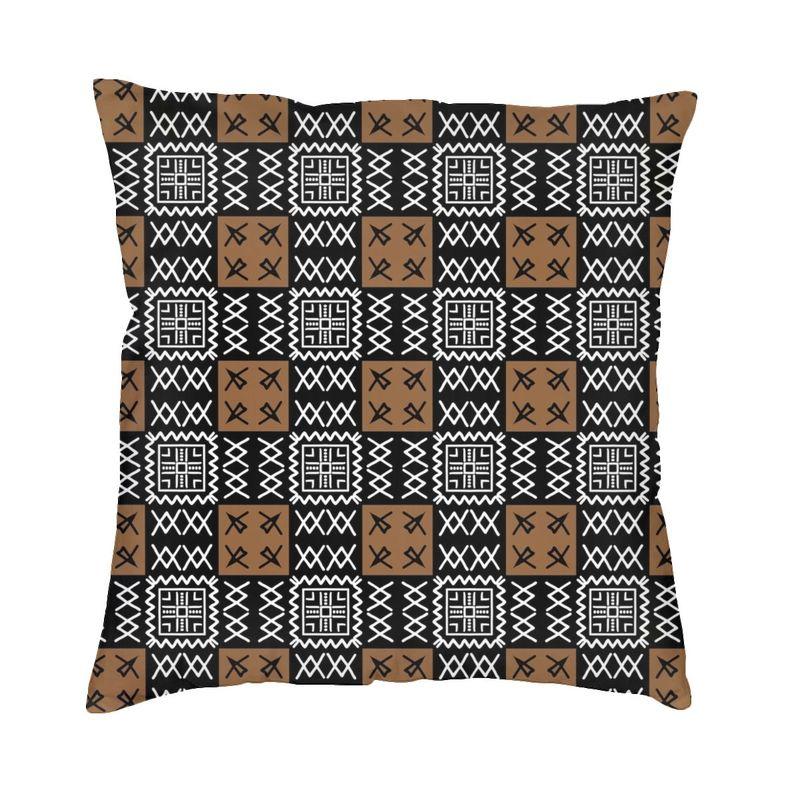 African Safari Mud Cloth Cushion Covers Sofa Living Room Tribal Ethnic Bohemian Motif Square Throw Pillow Cover 40x40cm