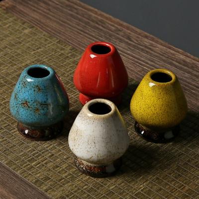 1pc Ceramic Matcha Whisk Stand Smooth Kiln Disco Tea Drinking Utensils Bamboo Matcha Chasen Holder for Tea Set Accessories