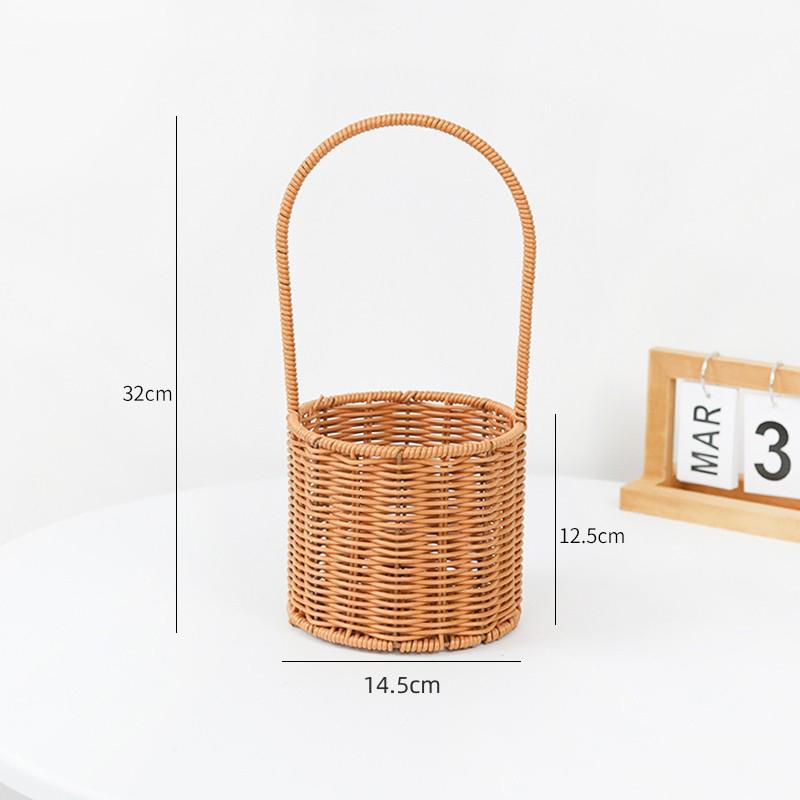 Handwoven Storage Basket Vegetable Flower Plant Hand Baskets Rattan Snack Bread Picnic Basket Desktop Sundries Organizer