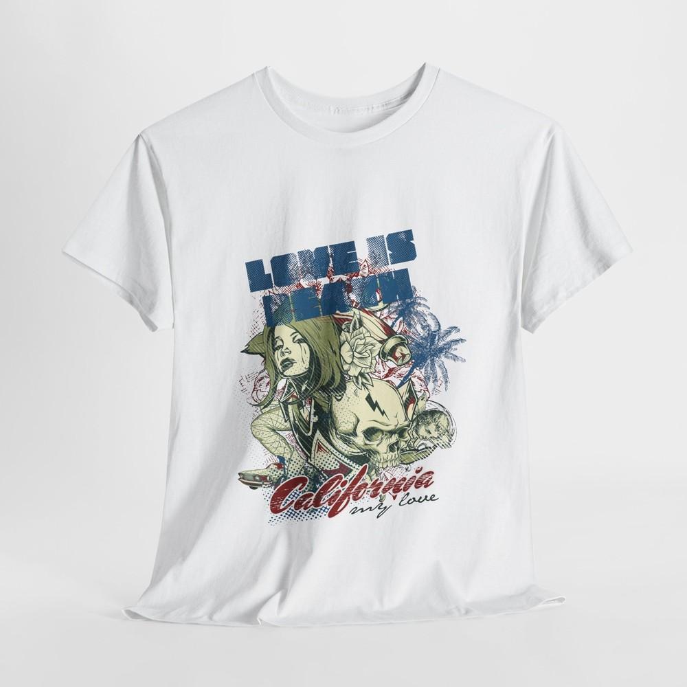 Мужская футболка с смелым готическим принтом Любовь — это Смерть Дизайн с ладонью и черепом Уникальный стиль Унисекс футболка XL