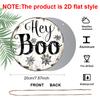 2D Flat, 1pc "Hey Boo" Halloween Ghost Round Aluminum Sign for Fall And Winter Celebrations, Suitable for Indoor And Outdoor Use, Wall Decoration for