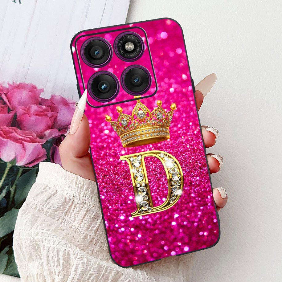 For Motorola Edge 60 Pro Case 2025 Luxury Crown Letters Soft Silicone Black Phone Cover For Moto Edge 60 Fusion 60s Edge60 Funda