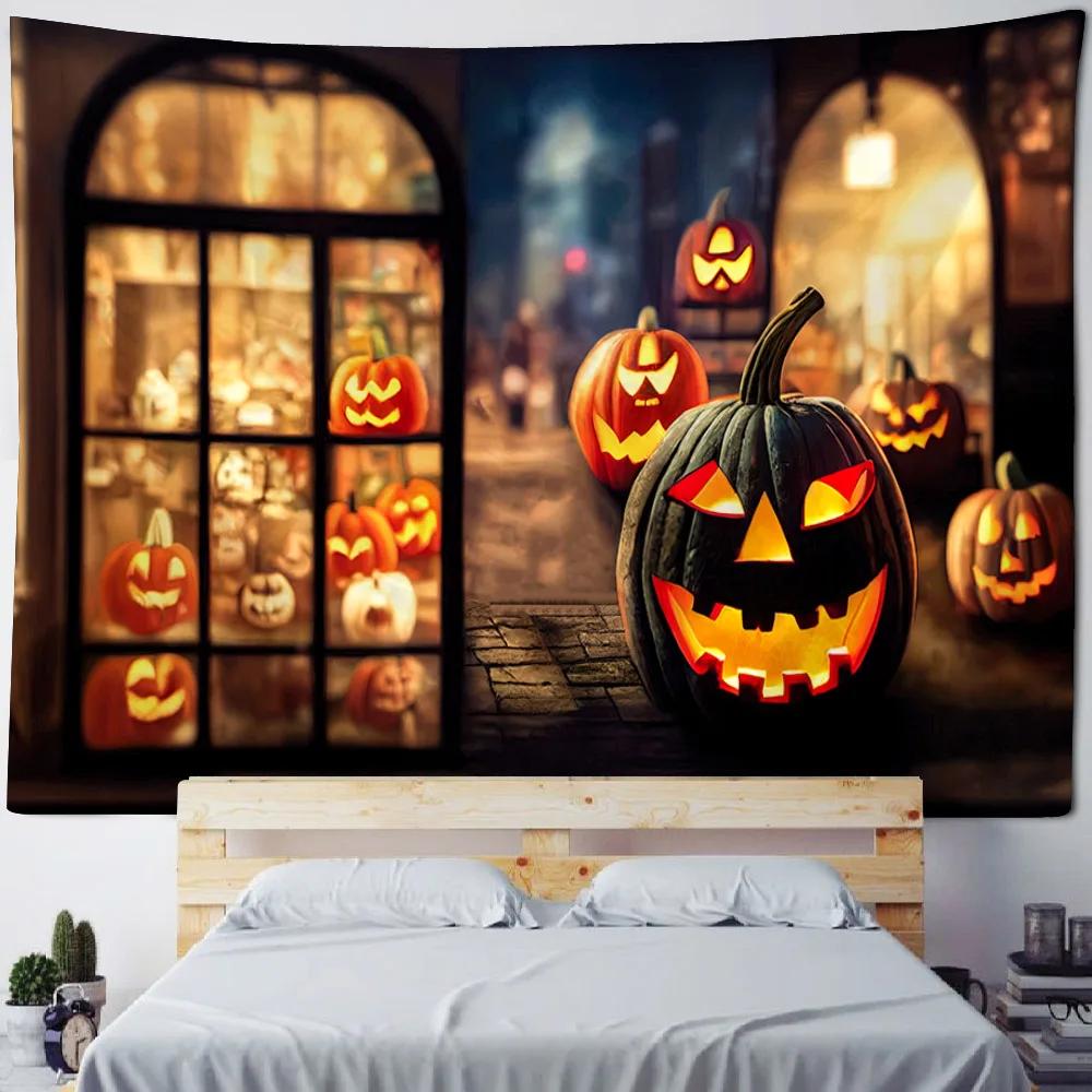 Halloween horror pumpkin bat print tapestry home living room bedroom wall decoration holiday decoration background wall poster