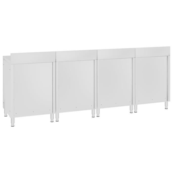 Table de travail commerciale - vidaXL - Inox - 240x60x96 cm - Armoire intégrée - Pieds réglables