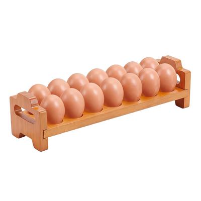 14-Slots Wooden Egg Holder Stackable Organizer Stand Counter Wood Egg Storage Rack Refrigerator Storage Kitchen Decoration