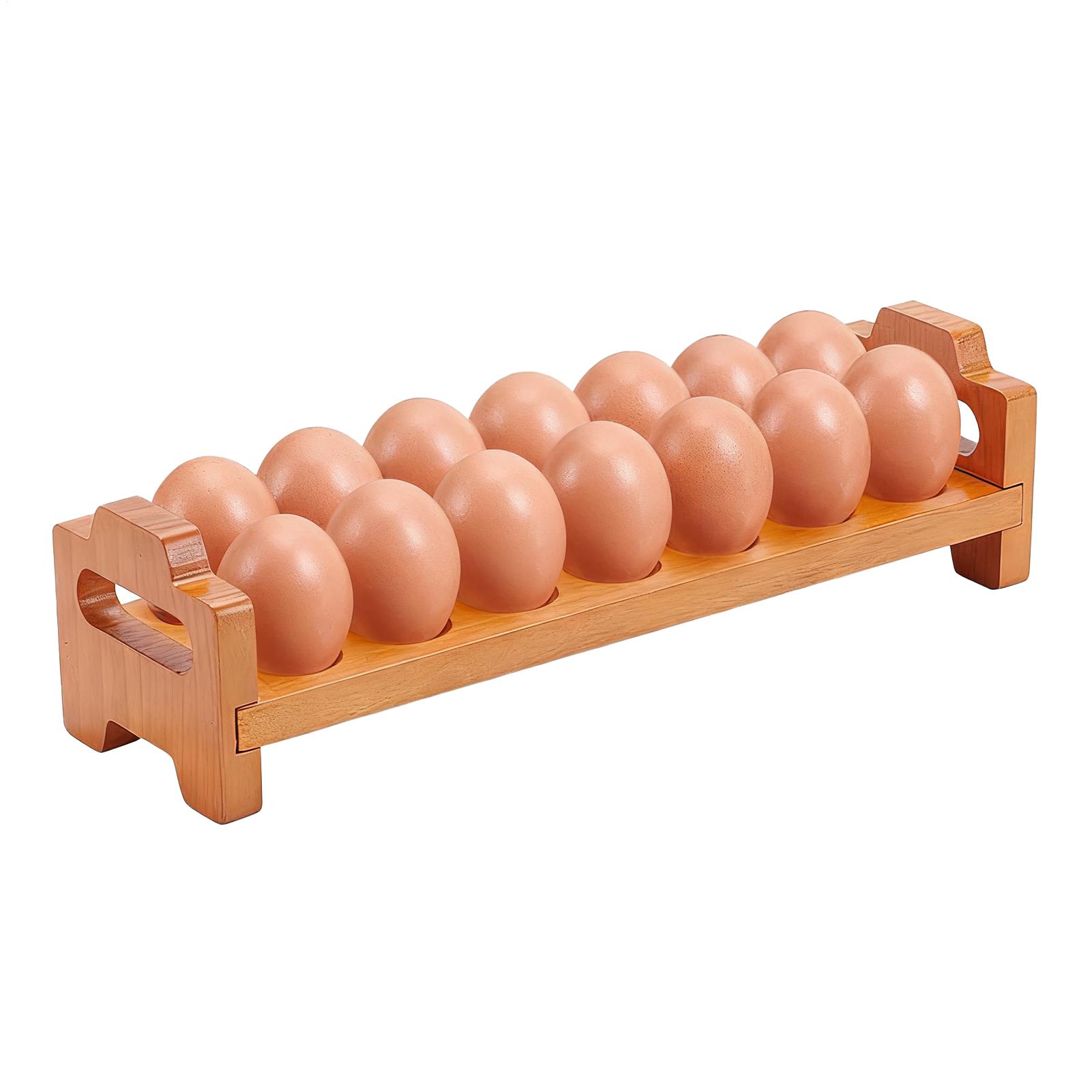 

14-Slots Wooden Egg Holder Stackable Organizer Stand Counter Wood Egg Storage Rack Refrigerator Storage Kitchen Decoration CHINA