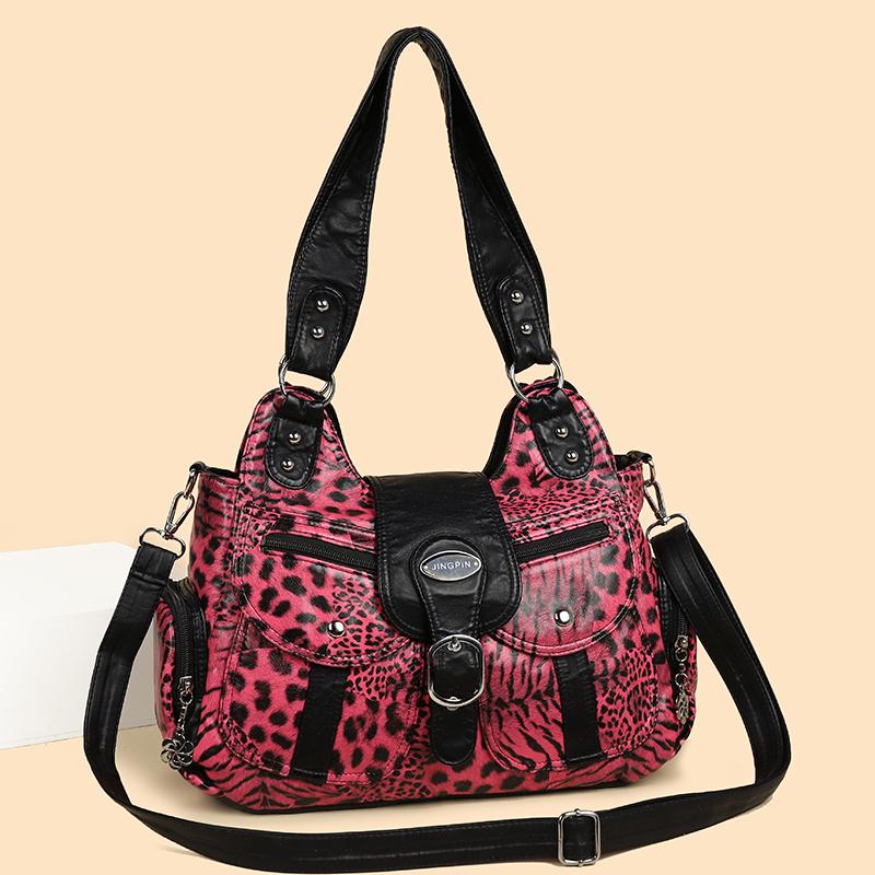 Vintage Leopard Schultertasche Damen Handtasche