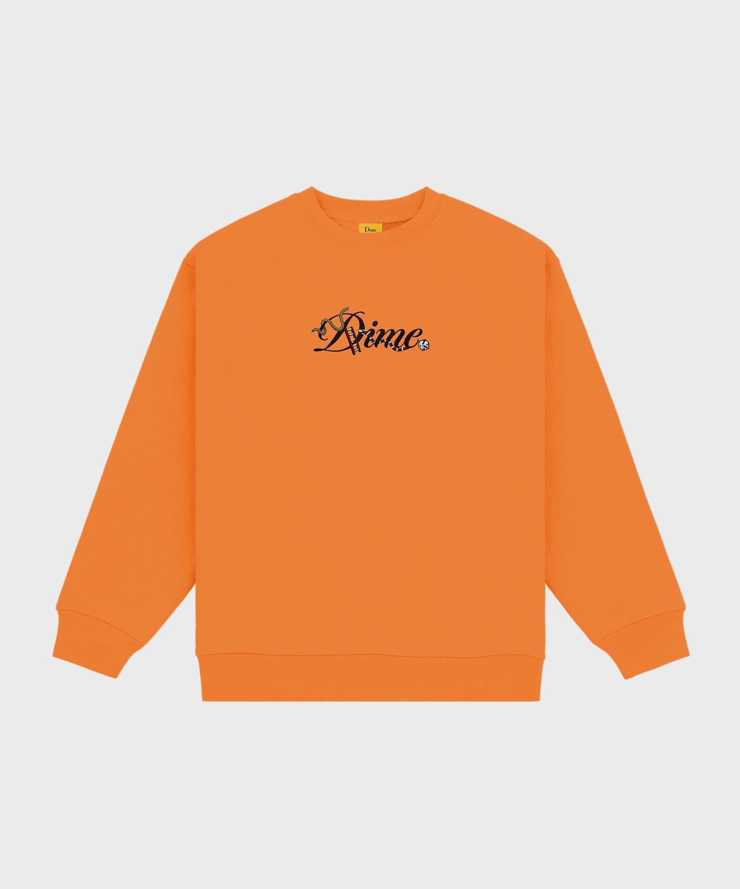 Dime Cursive Snake Crewneck Long Sleeve T-Shirt Orange Orange/M