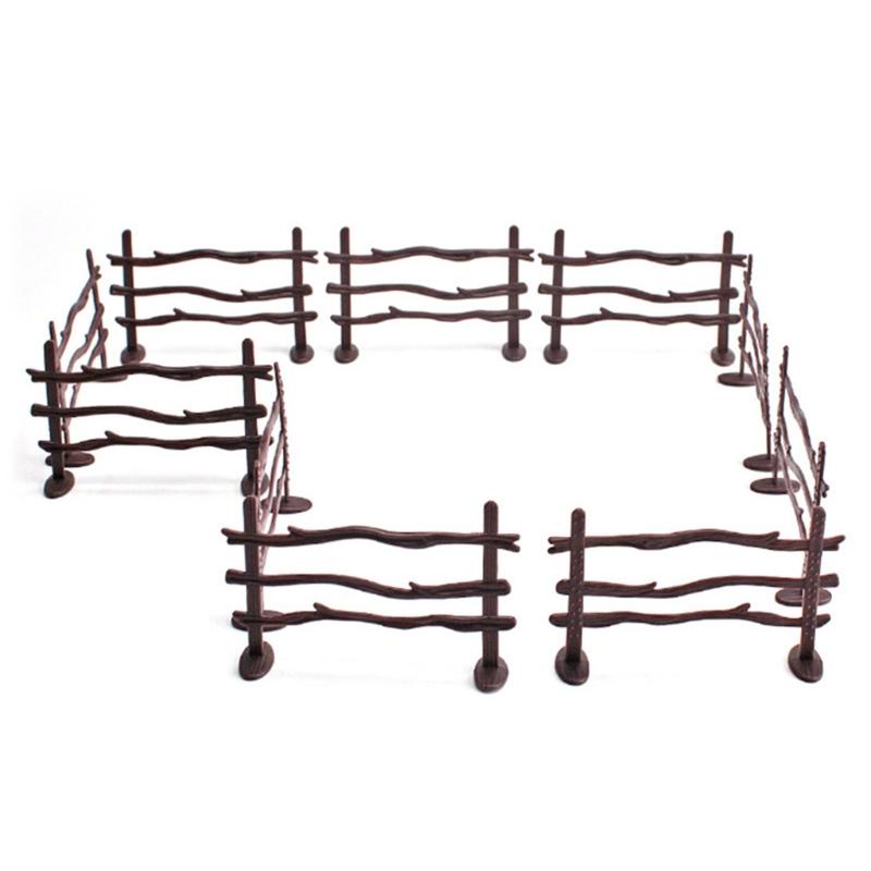 10Pcs Farmhouse Decoration Miniature Scene Fences Set for Doll House Furniture DIY Role for Play Accs Kids Interaction F