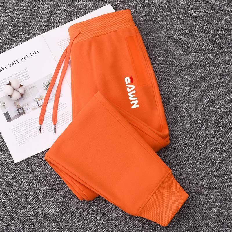 

Бренд Флисовая подкладка Чистый хлопок Маленькие спортивные штаны Женские Серые Осень и Зима Утепленные Большого размера Спортивные штаны Женские С манжетами Повседневные брюки Мода Orange-pants M