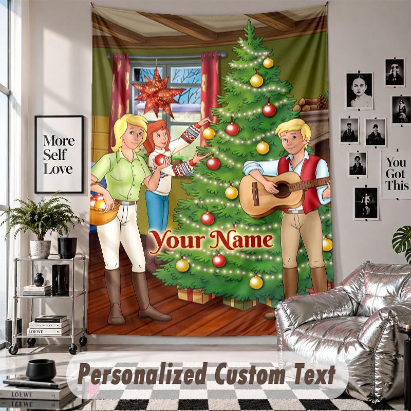 Custom Tapestry Wall Hanging, Bibi & Tina Personalized Name Text Home Wall Decor