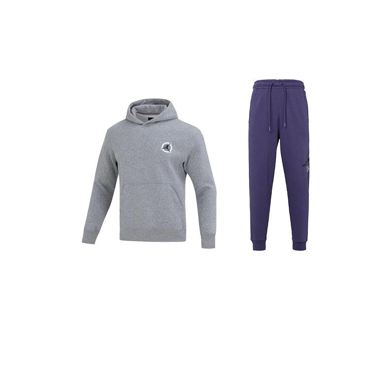 

Jordan Минималистичный логотип, удобный свитер с капюшоном и трикотажные длинные брюки, мужской комплект свитшотов DV7593-091+FD7346-502 L