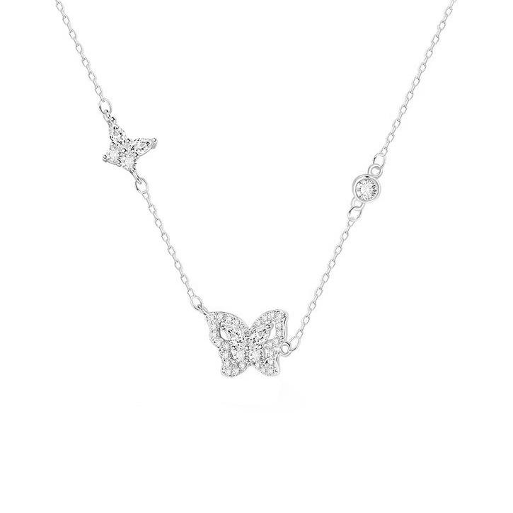 Butterfly Necklace Women's Light Luxury Premium Flash Diamond Clavicle Chain Autumn and Winter Versatile Necklace Jewelry