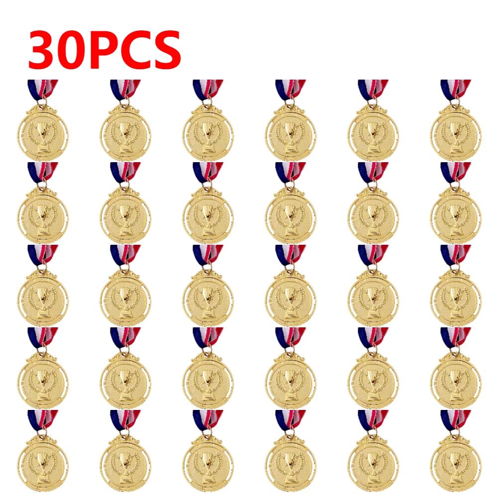 

50PCS Gold Silver Bronze Award Medal Round with Neck Ribbon 2 Inches Medals Winner Reward Football Competition Prizes