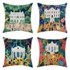 Pastoral fairy tale beauty and the elderly linen throw pillow four-piece set, labeled