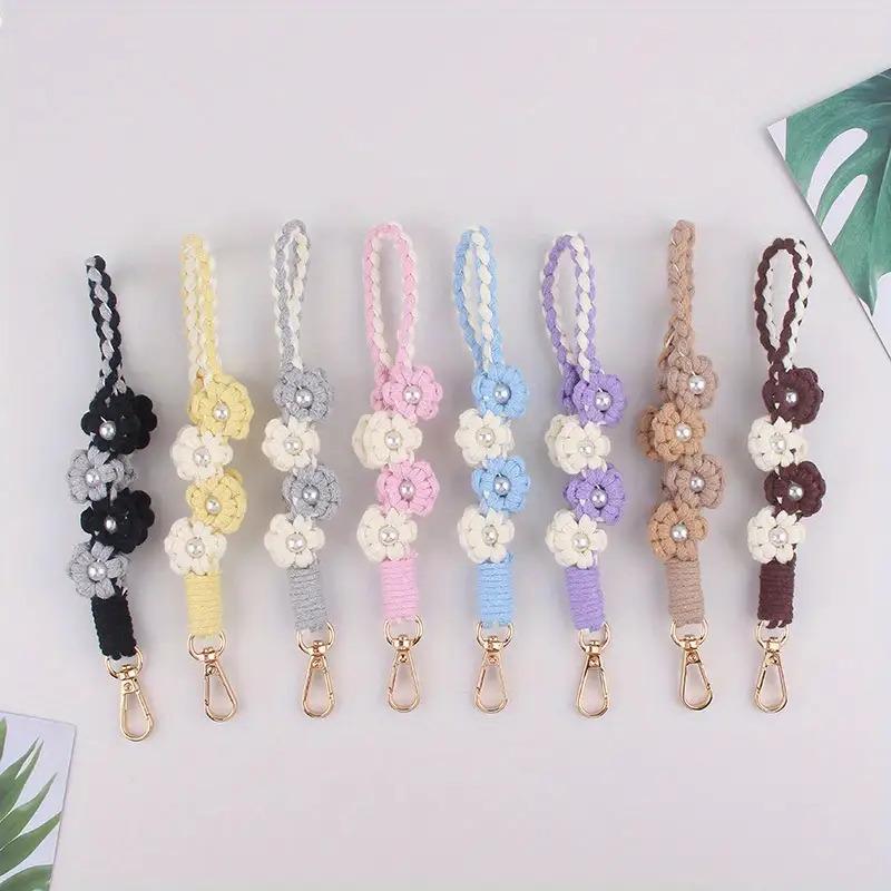 Clothing Footwear Jewelry Handwoven Flower Keychain Boho Phone Strap Anti-Loss Bag Charm Decor