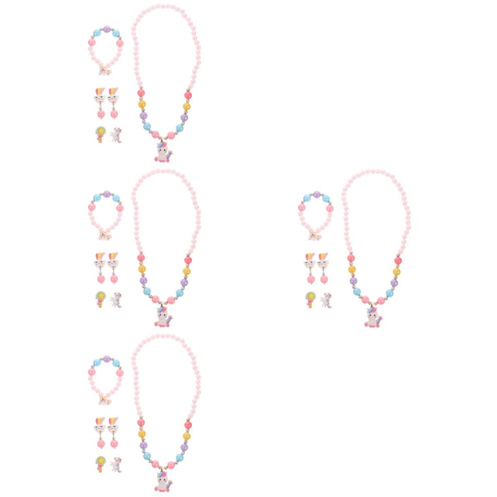 4 Sets Kids Jewellery Girl Pearl Jewelry Necklace For Children'S