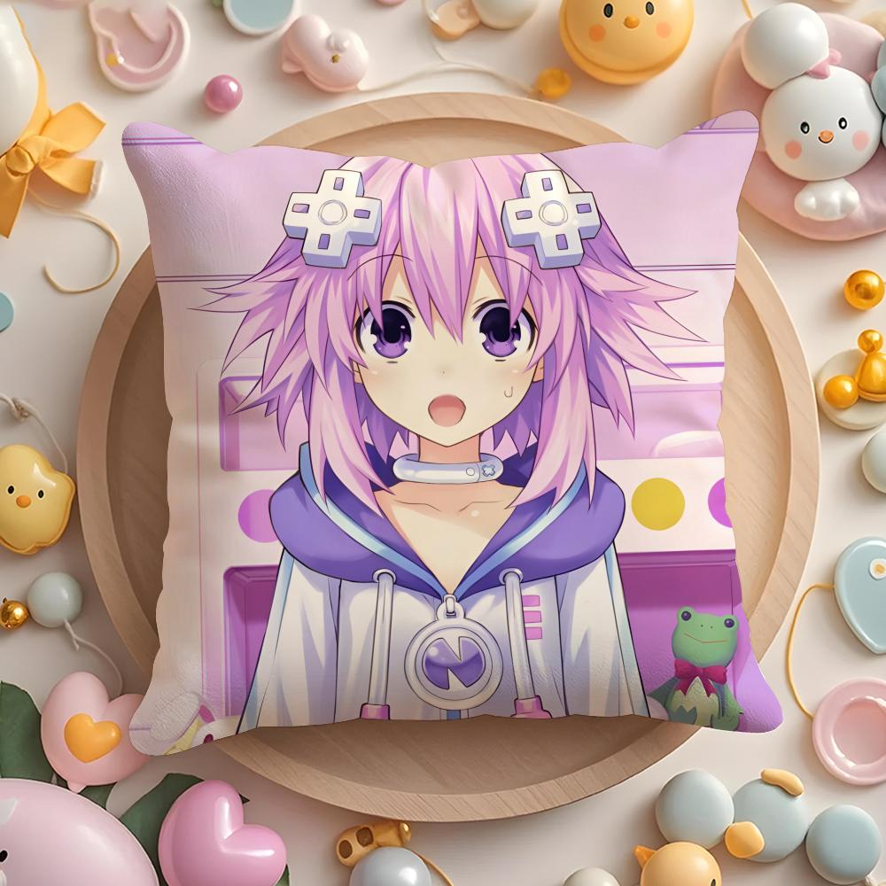 Hyperdimension Neptunia Cute Cushion Cover Home & Car Multi-Scene Pillow Cover - Reversible, Soft & Durable For Daily Use