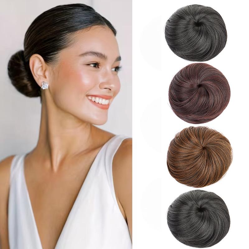 Korean Style Straight Half Bun Wig Cap with Elastic Drawstring