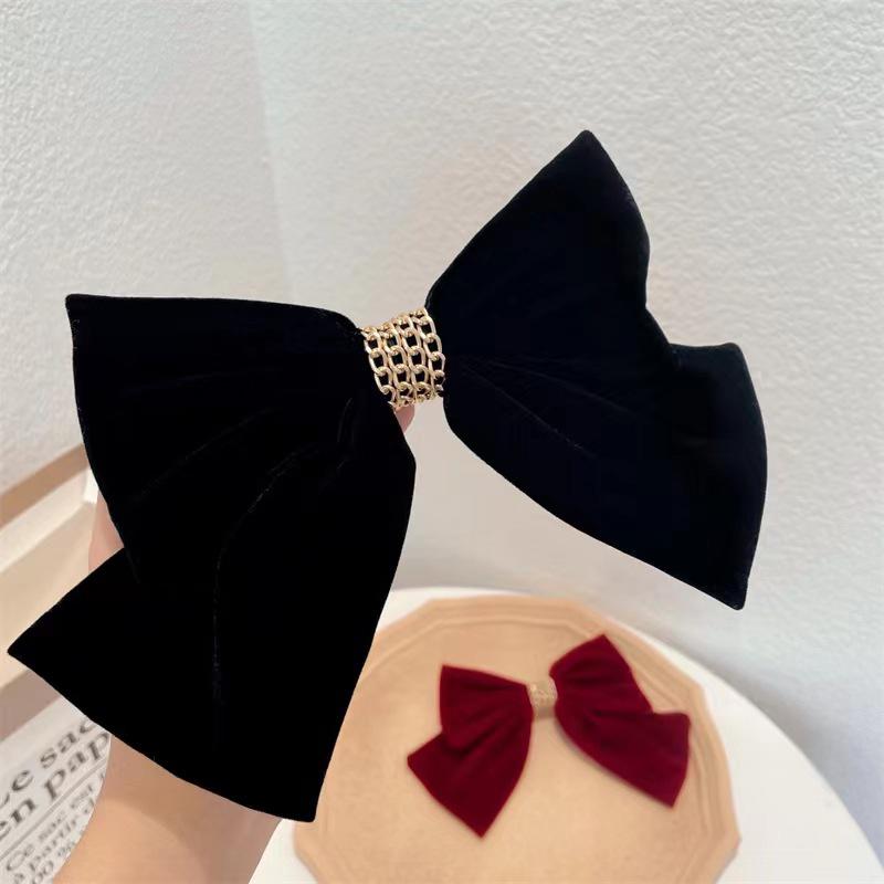 Sweet Lace Big Red Bow Clip Princess Shiny Hairpin Headdress Accessories