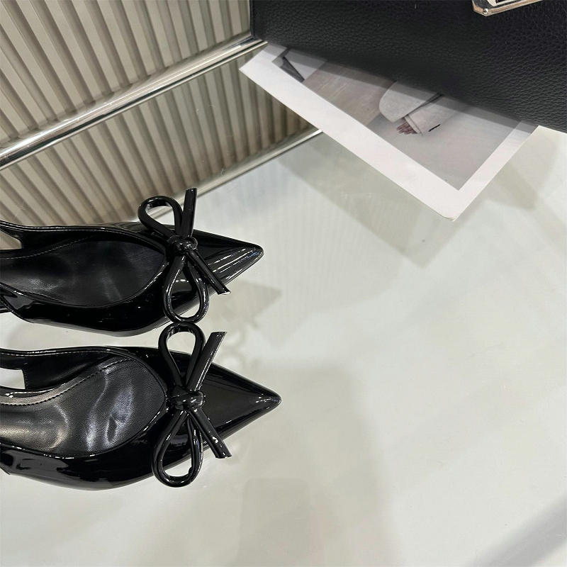Fashion Baotou Sandals 2025 Spring And Autumn New Pointy Bow Temperament High Heels Socialite Fashion After Empty Shoes Women