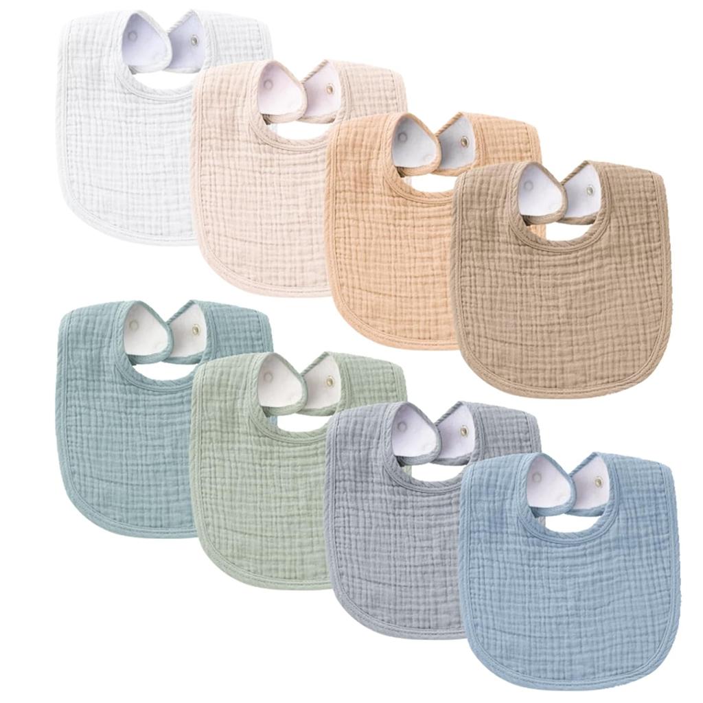Bavete pentru bebeluși din muselină, pachet de 8 bavete bandana pentru bebeluși, bumbac, pentru băieți și fete unisex, set de 8 culori solide pentru salivație și erupție dentară