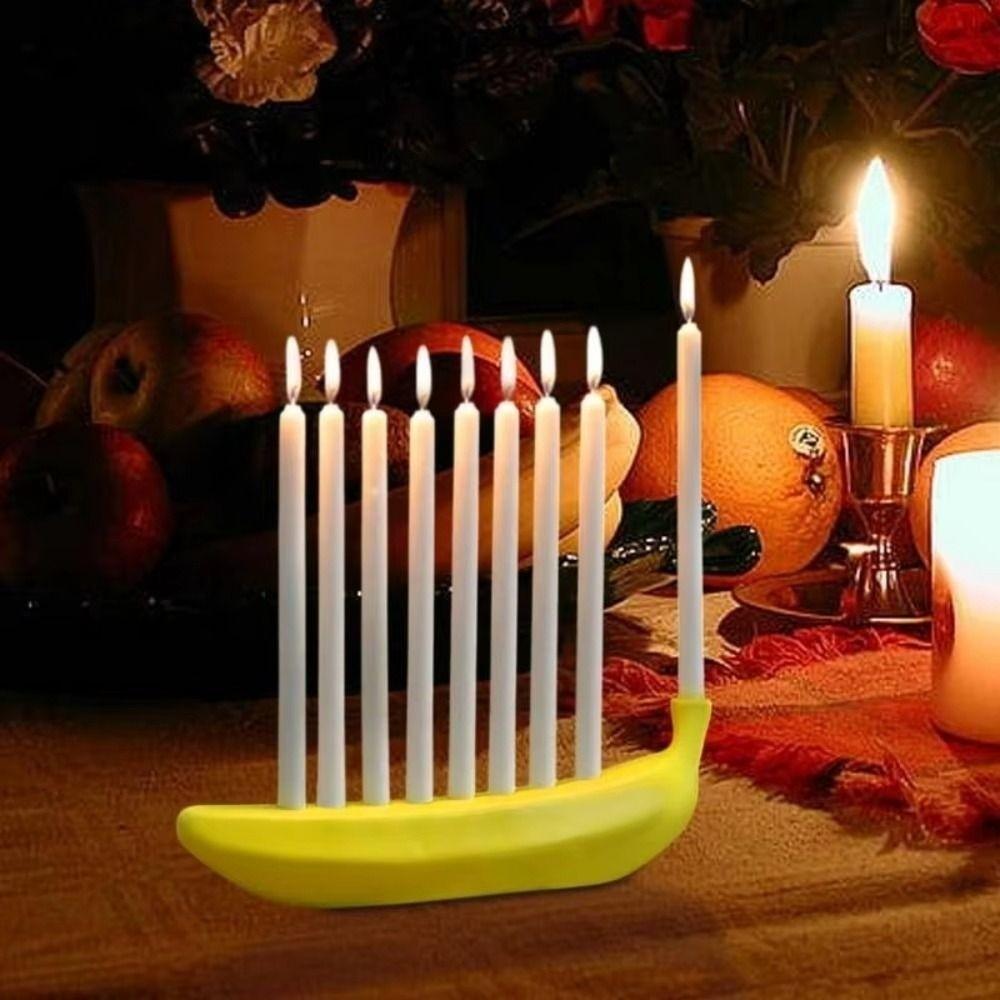 Banana Shape Hanukkah Candle Holder 9 Candle Capacity Banana Candlestick  Tabletop Display
