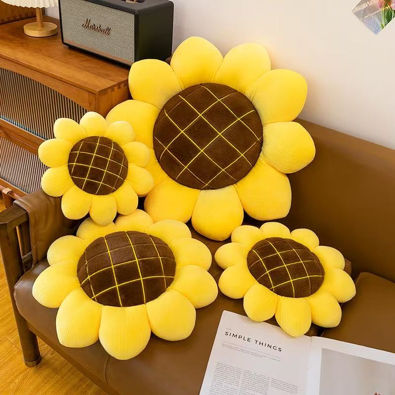 Bambola di peluche kawaii Cuscino a forma di girasole carino Regalo di compleanno per bambini Giocattolo morbido per divano Sedile per finestrino auto Cuscino decorativo