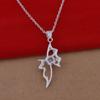Sterling Silver Plated Diamond-Studded Lightning Necklace, Korean Style Jewelry