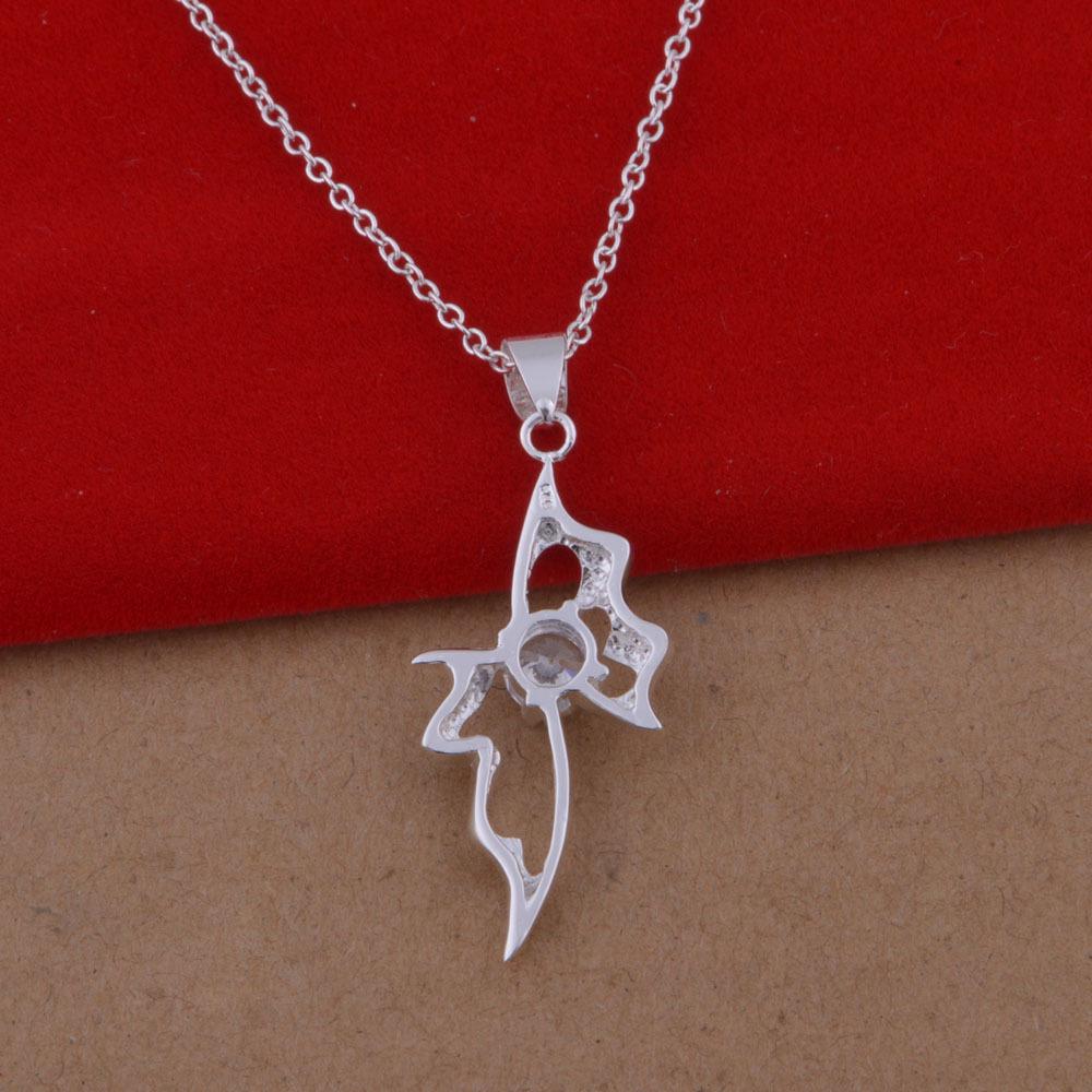 Sterling Silver Plated Diamond-Studded Lightning Necklace, Korean Style Jewelry