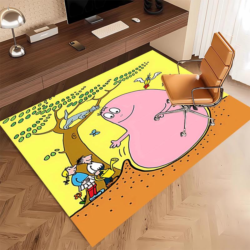 1pc Barbapapa Print Area Rug - Soft, Washable Non-Slip Indoor Mat, Living Room, Home Office Decorative Rug,Office Decorative