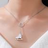 Collana Ciondolo Pattini da Ghiaccio Smaltati per Donne Uomini Strass Scarpe da Pattinaggio Bianche Collane Gioielli Sportivi Regalo