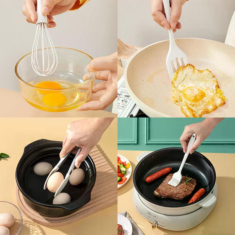 3/4/5 Pcs Silicone Baking Set Cake Cream Spatula Scraper Kitchen Household Egg Whisk Barbecue Oil Brush Gadget Kitchen Supplies