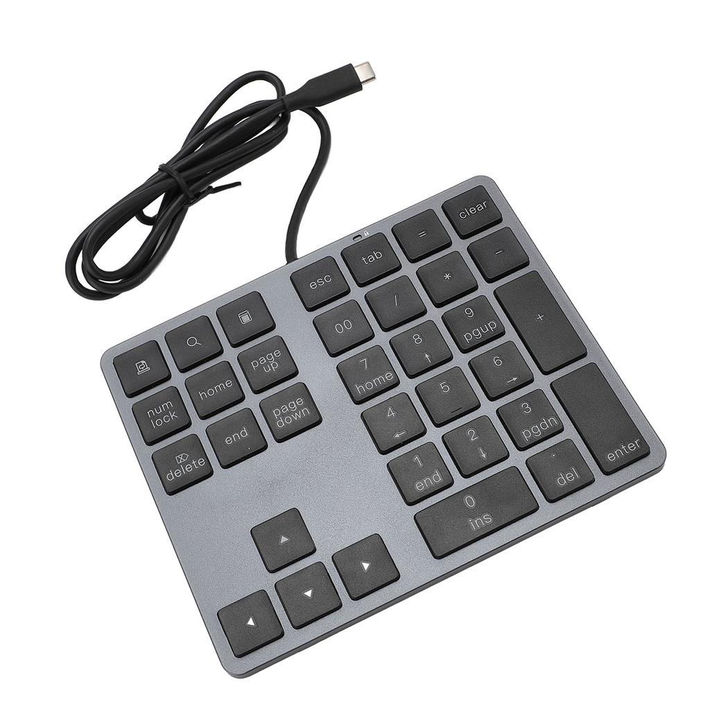 Wired Numeric Keypad USB C 3.1 HUB 5Gbps 34 Keys External Keyboard Slim Wired Numpad for Laptop