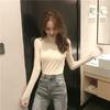 Spring 2025 Women's Knit High Neck Slimming Long Sleeve T-Shirt