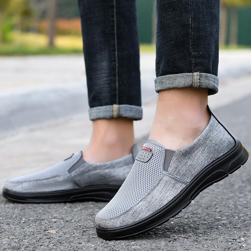 [Polyurethane, ultra-light] Men's new one-pedal lazy breathable non-slip casual shoes fly-woven breathable men's shoes