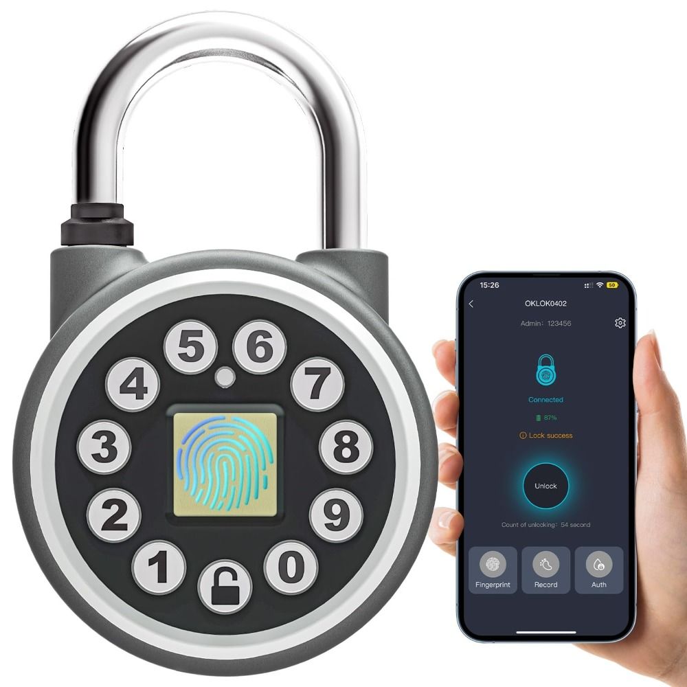Type C Charge Waterproof Fingerprint Padlock General Security Smart APP Locker  Suitcase