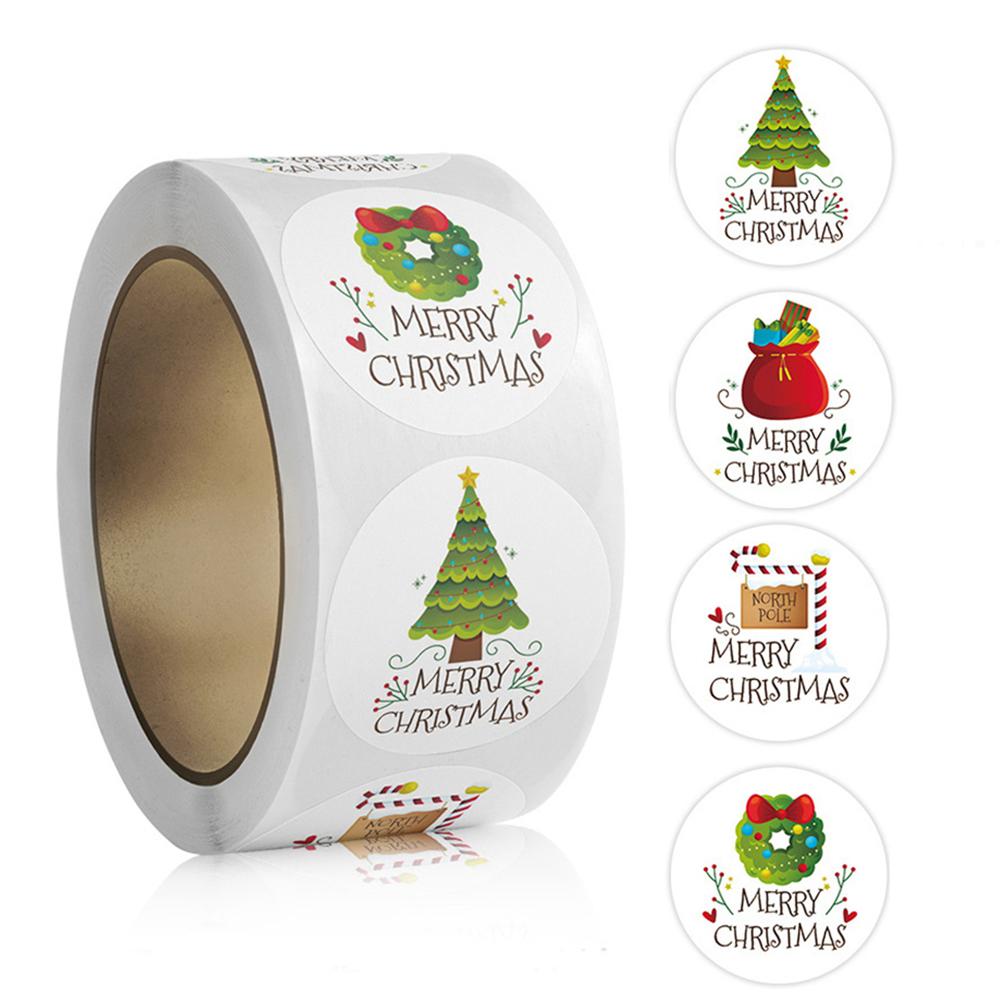 100-500Pcs High-Quality Merry High-Quality Christmas High-Quality Stickers High-Quality Round High-Quality Stickers High-Quality Christmas