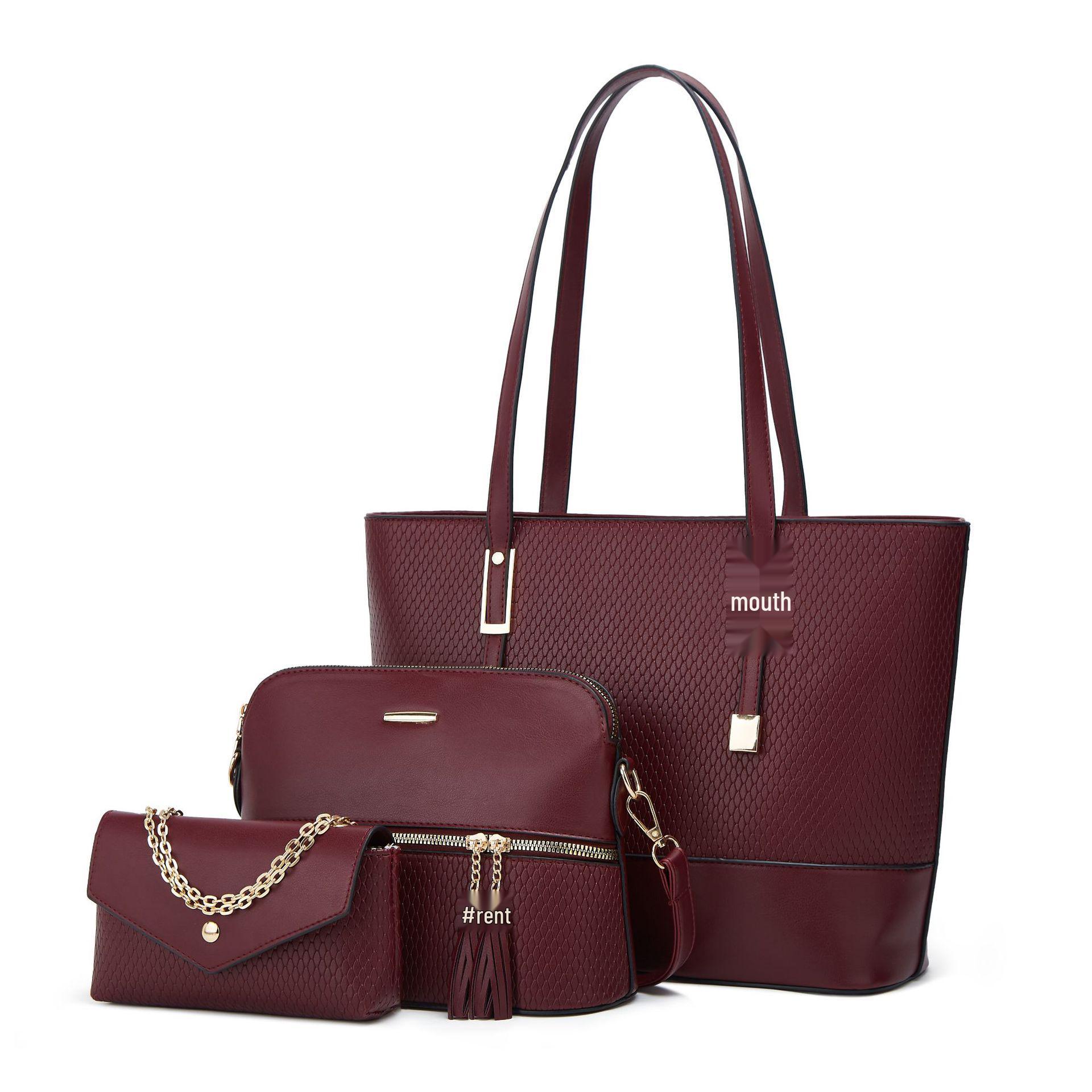 

2024 Европейская и Американская Многофункциональная Сумка-Тоут: Сумка ручная большой, средней и малой вместимости «Мать-ребенок» темно-красного