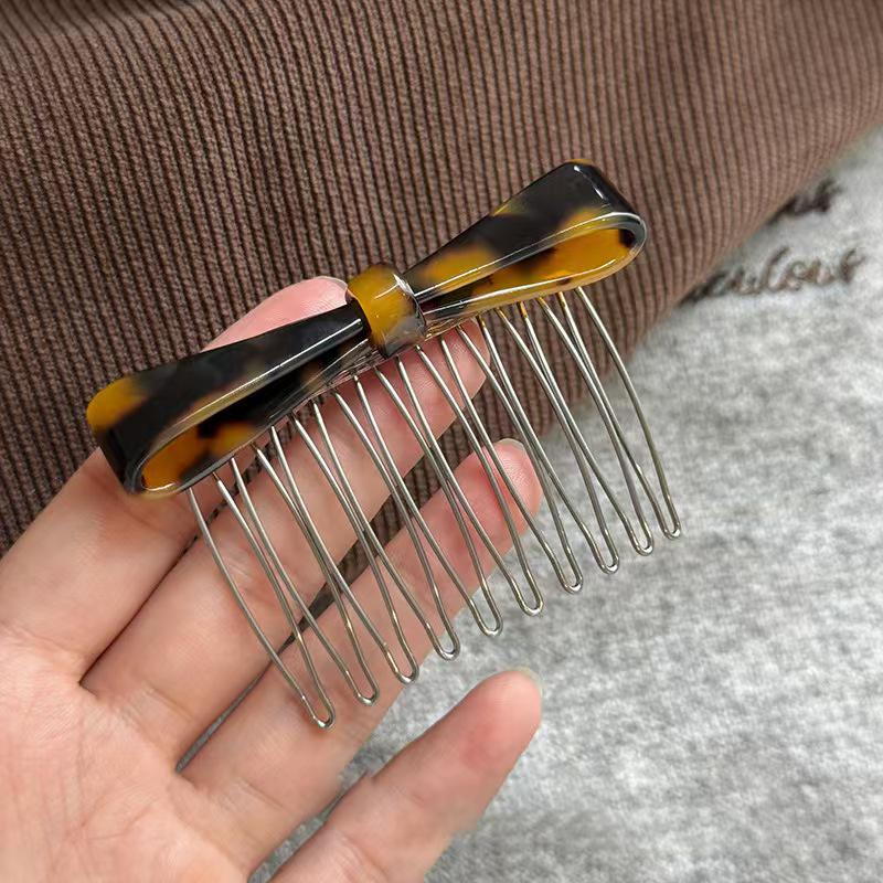 Elegant Japanese & Korean Style Acetate Bow Hair Comb for Women