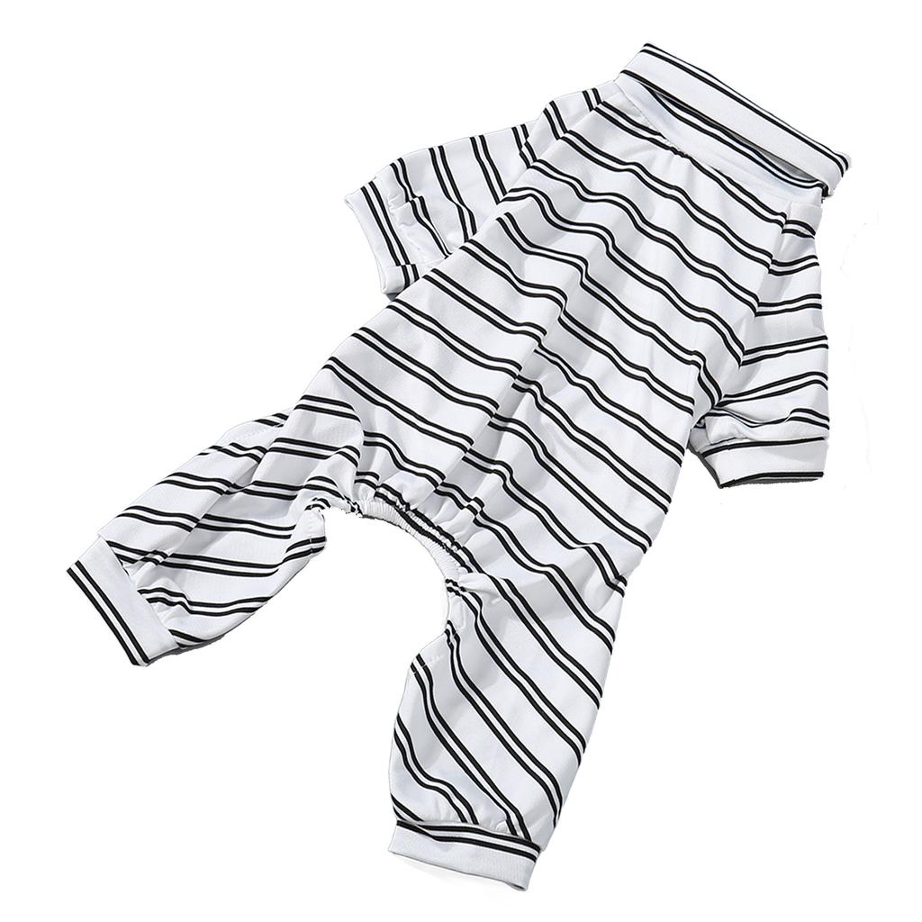 Striped Dog Pajamas Fashionable Cute Summer Thin 4 Legged High Collar Dog Jumpsuit for Indoor Outdoor