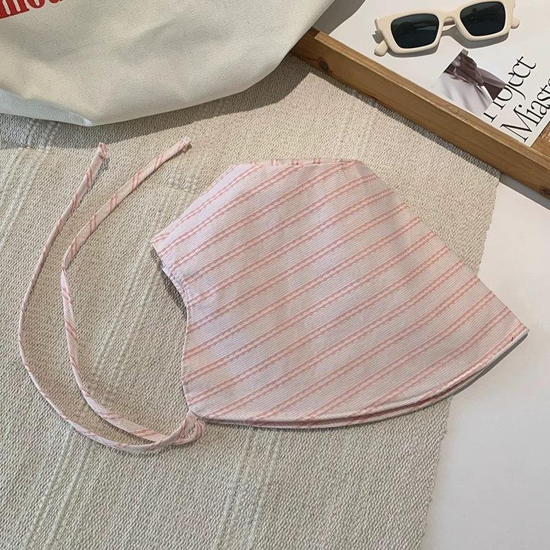 Striped large brim wrap-around fisherman's hat children summer UV protection fashion sunshade versatile thin sunscreen hat